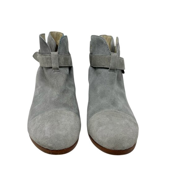 Rag and Bone Harrow Suede Booties gray ankle boots size 7.5 37.5 belted - Picture 2 of 12